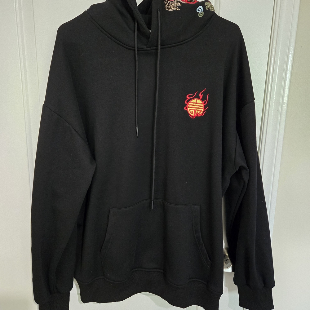 Black Embroidered Hoodie